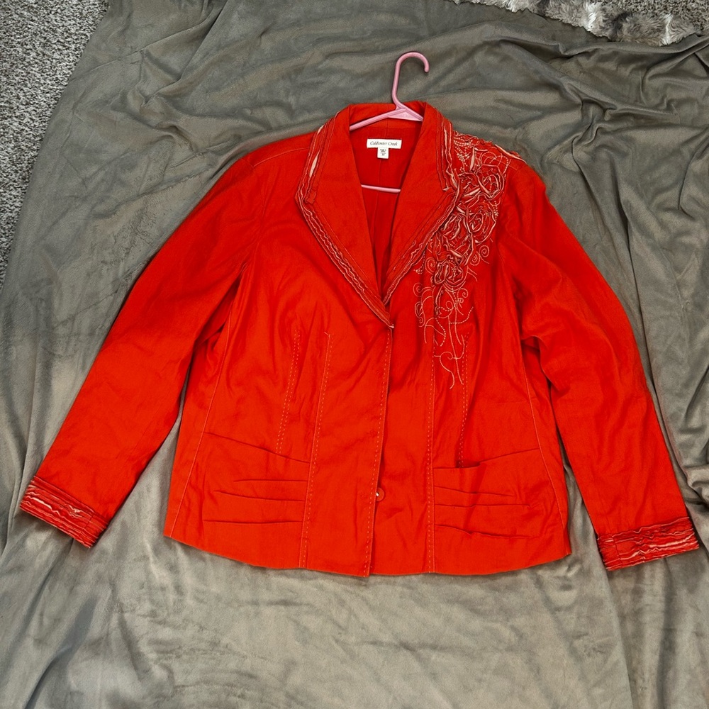 Coldwater Creek burnt orange women’s jacket with embroidery size 20